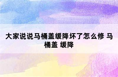 大家说说马桶盖缓降坏了怎么修 马桶盖 缓降